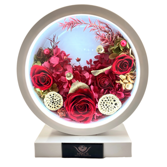 Preserved Roses with light for desktop/nightstand | Classic Red