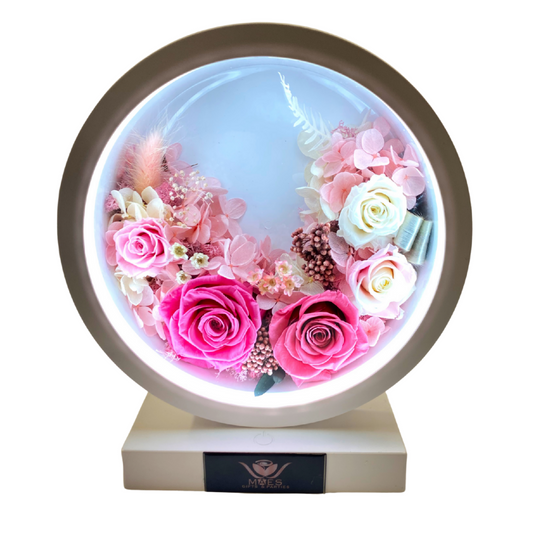 Preserved Roses with light for desktop/nightstand | Rosy