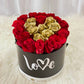 Fresh Roses in Deluxe Box (Love-Black) | Classic Red and Gold Color