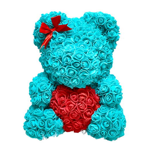 Rose Teddy Bear | Red Turquoise