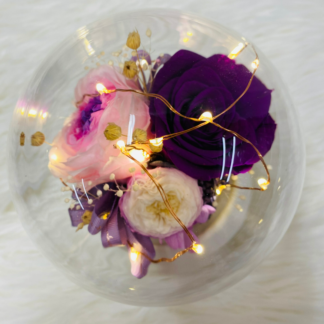 Preserved Roses in Bluetooth Music Box | Purple Mix Color